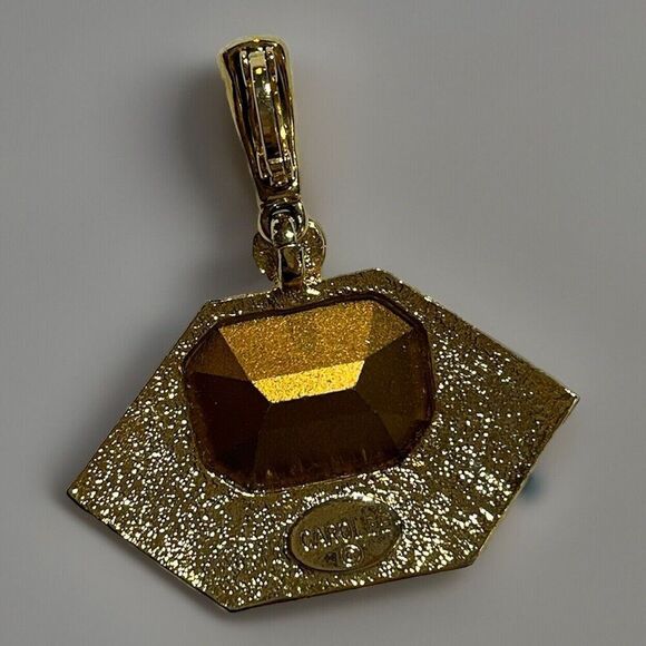 Carolee Goldtone Cubic Zirconia Pendant Slide Glam Mob Wife - Picture 5 of 8